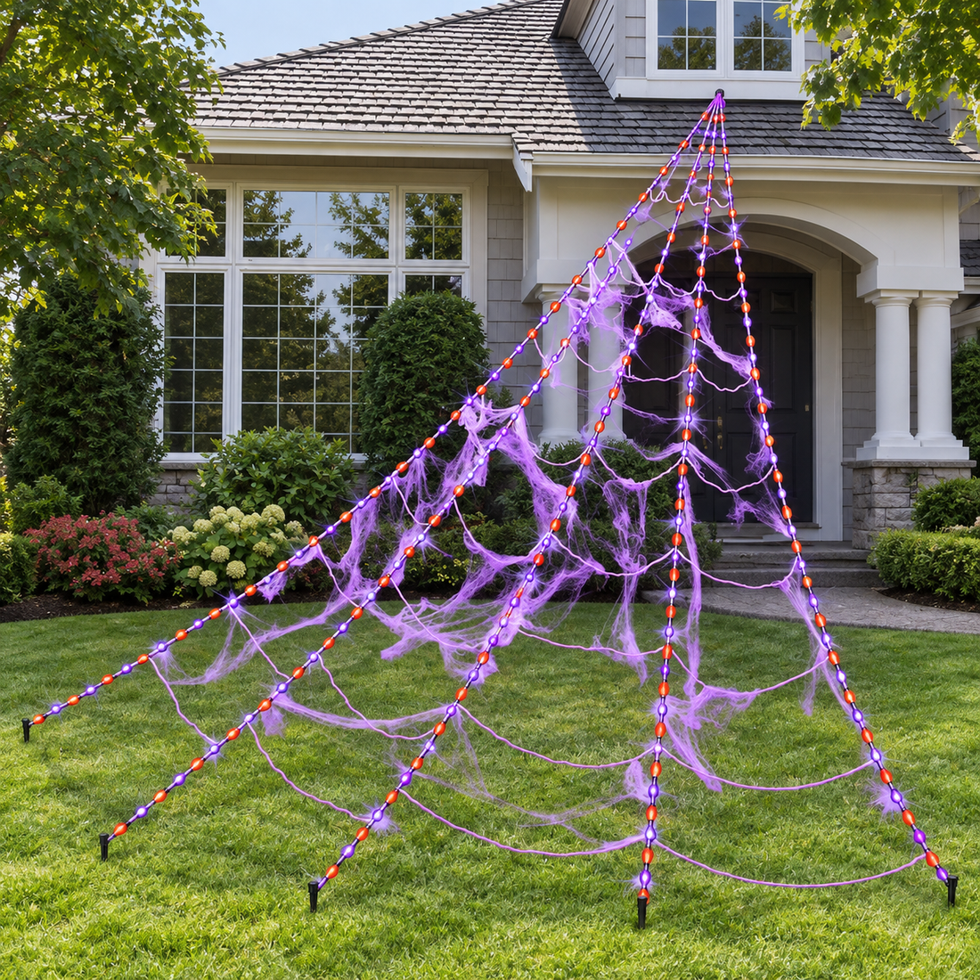 Halloween spider and LED web decoration